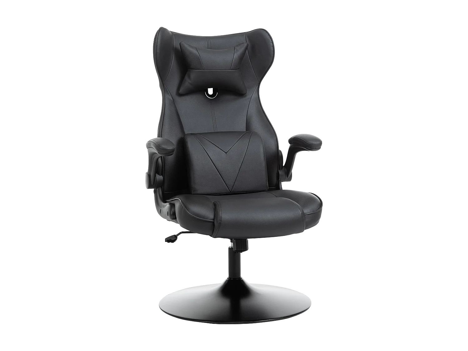 Fauteuil ergonomique type gaming, réglable en hauteur avec fonction bascule, siège rembourré noir, idéal pour bureau et home office