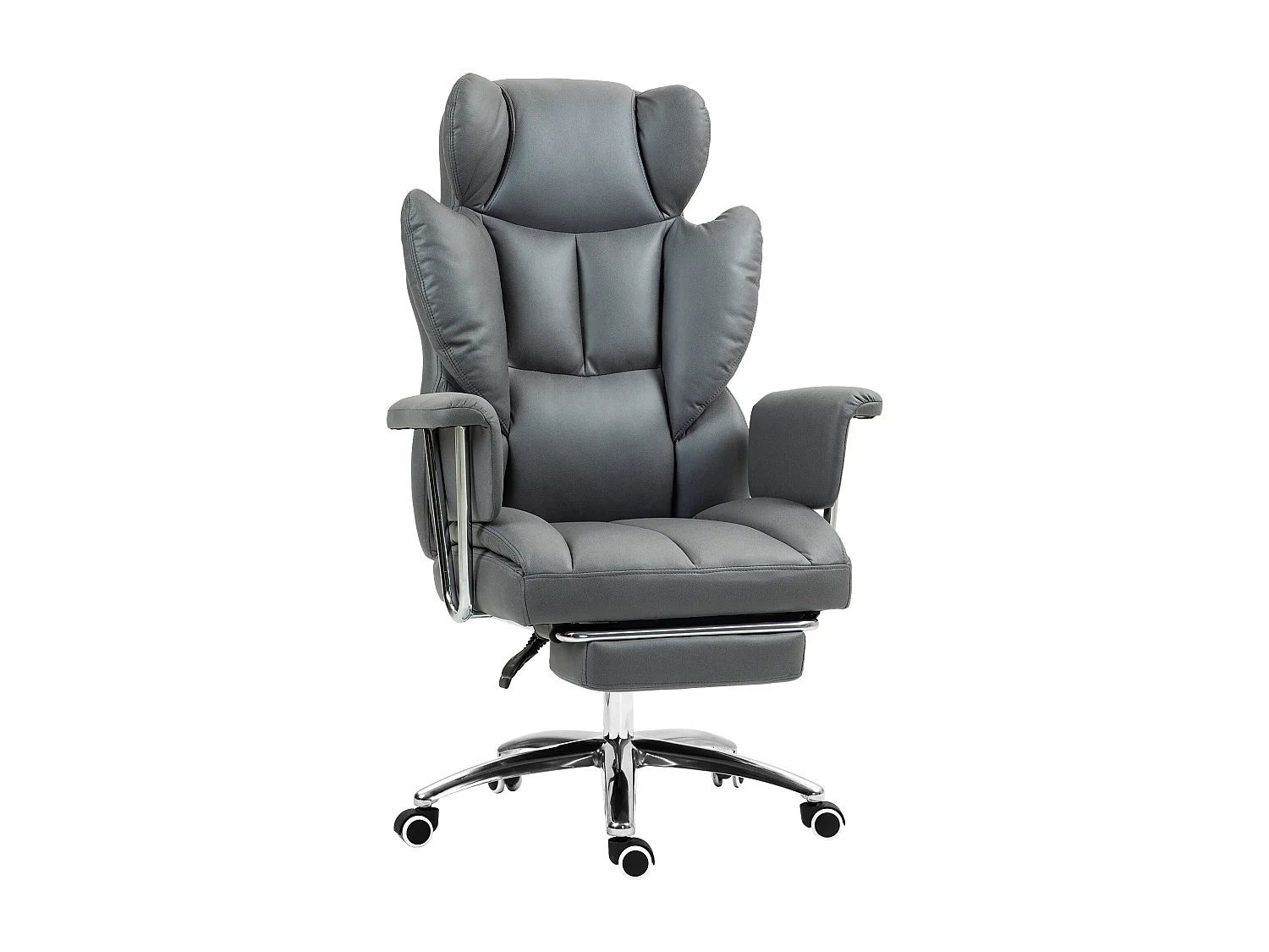 Fauteuil de bureau inclinable avec repose-pieds, ergonomique, réglable en hauteur, rembourré, jusqu'à 120 kg, pour bureau ou atelier, gris