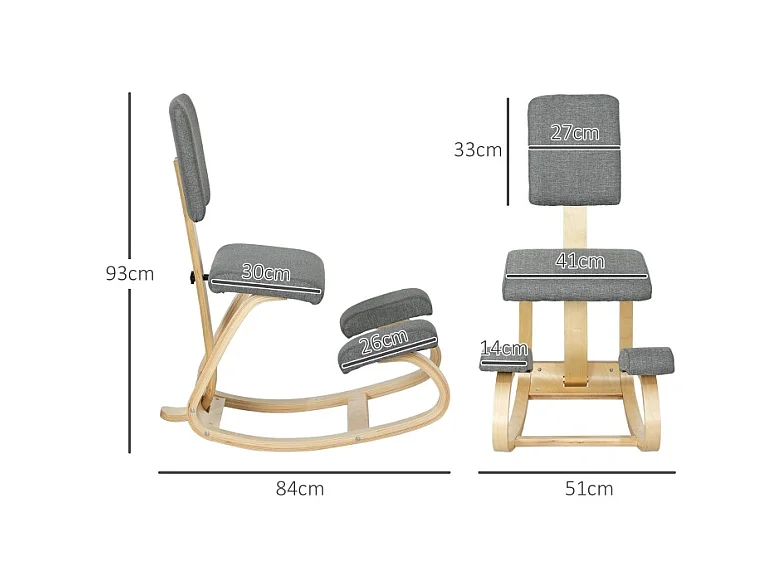 Chaise ergonomique à genoux, siège de santé pour maison, bureau et méditation, confortable, couleur gris