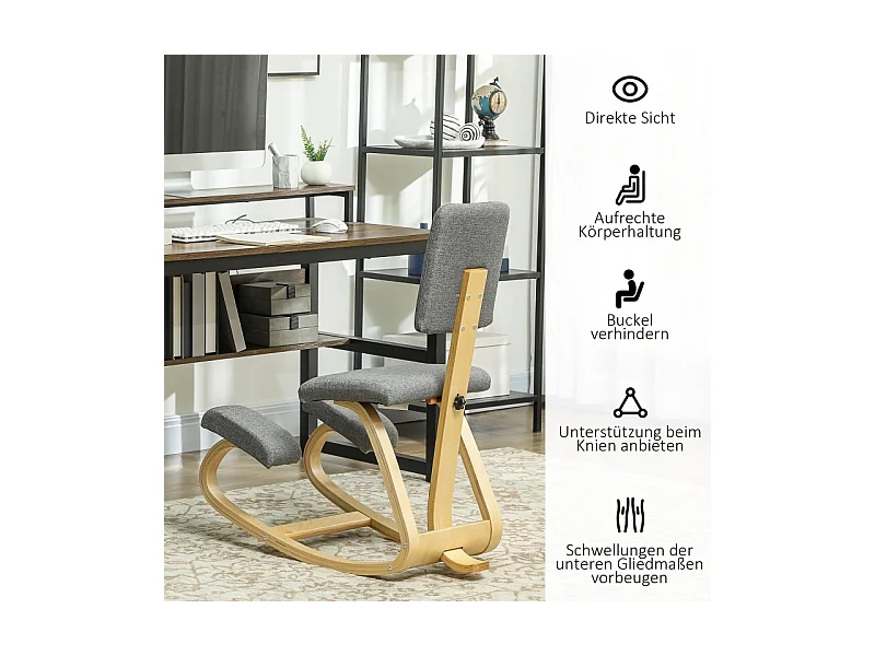 Chaise ergonomique à genoux, siège de santé pour maison, bureau et méditation, confortable, couleur gris