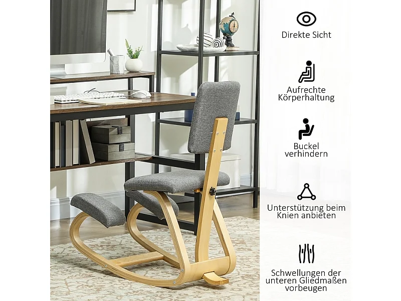 Chaise ergonomique à genoux, siège de santé pour maison, bureau et méditation, confortable, couleur gris