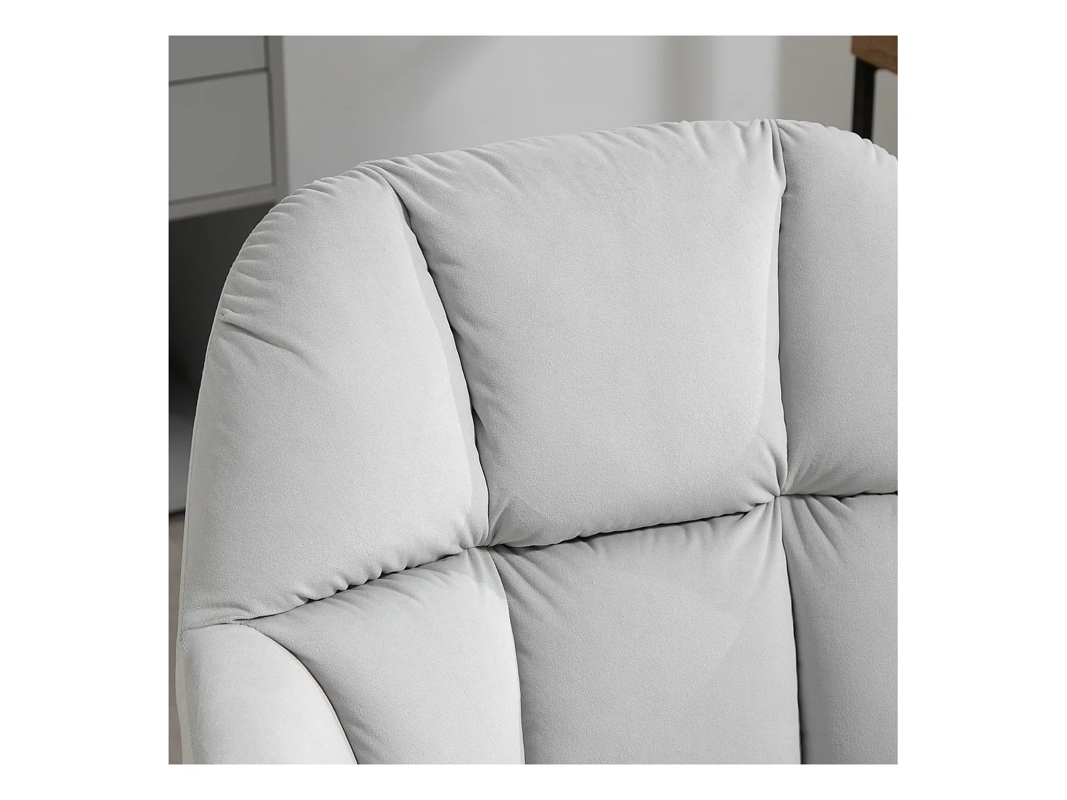 Fauteuil pivotant moderne, réglable en hauteur, avec accoudoirs, pour bureau ou salon, velours gris clair, supporte jusqu'à 120 kg