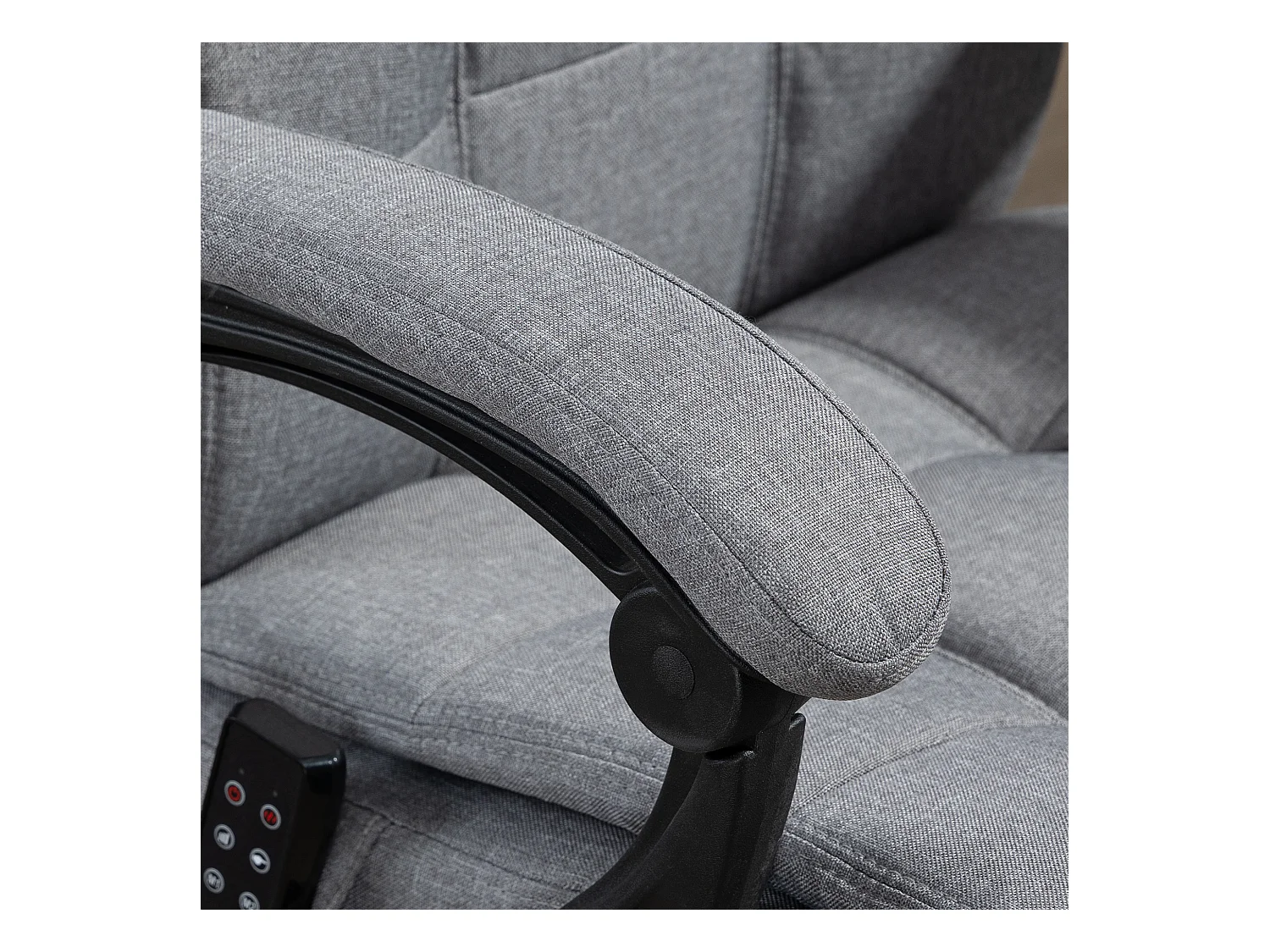 Chaise de bureau ergonomique avec massage et chauffage lombaire, réglable en hauteur, appui-tête et repose-pieds, revêtement polyester, gris