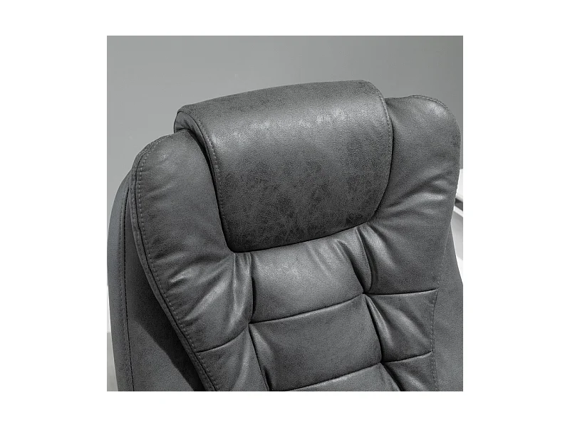 Chaise de bureau ergonomique avec massage et chauffage, 6 points de massage, repose-pieds, télécommande, revêtement polyester, couleur gris, confortable