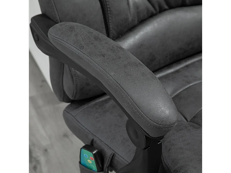 Chaise de bureau ergonomique avec massage et chauffage, 6 points de massage, repose-pieds, télécommande, revêtement polyester, couleur gris, confortable