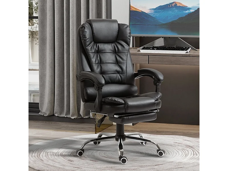 Chaise de bureau avec repose-pieds, dossier réglable et hauteur ajustable, pivotante, chaise confortable pour bureau ou home office, noi