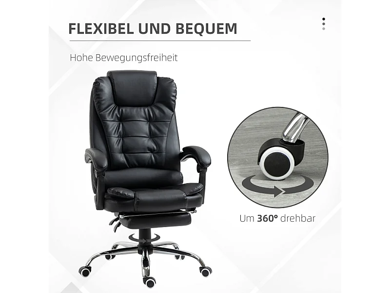 Chaise de bureau avec repose-pieds, dossier réglable et hauteur ajustable, pivotante, chaise confortable pour bureau ou home office, noi