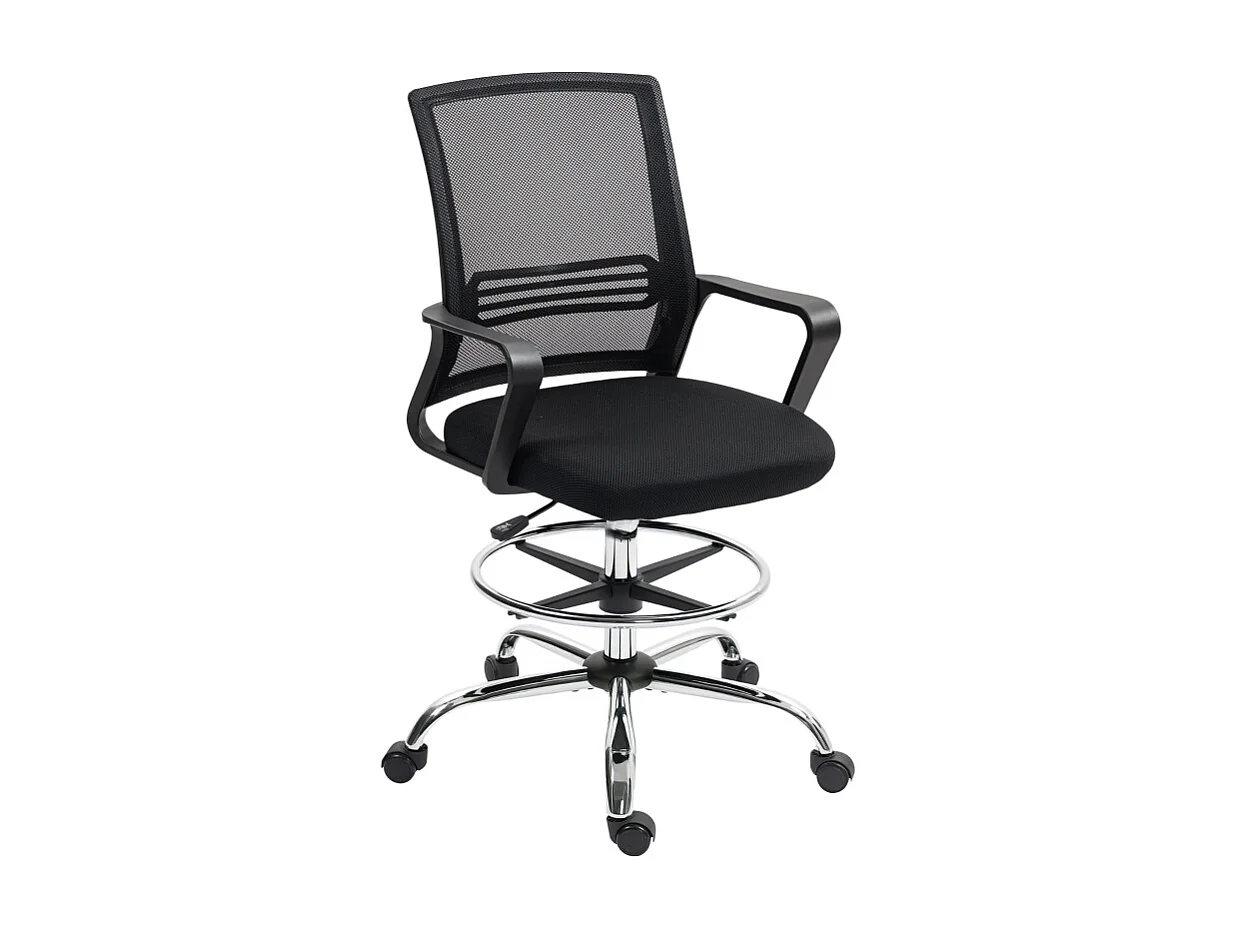 Chaise de bureau pivotante et réglable avec roulettes, fauteuil confortable noir, idéale pour bureau et home office