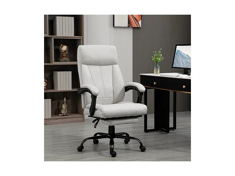 Cadeira de escritório ergonômica com massagem e apoio para os pés ajustável, confortável e cinza, perfeita para escritório ou casa