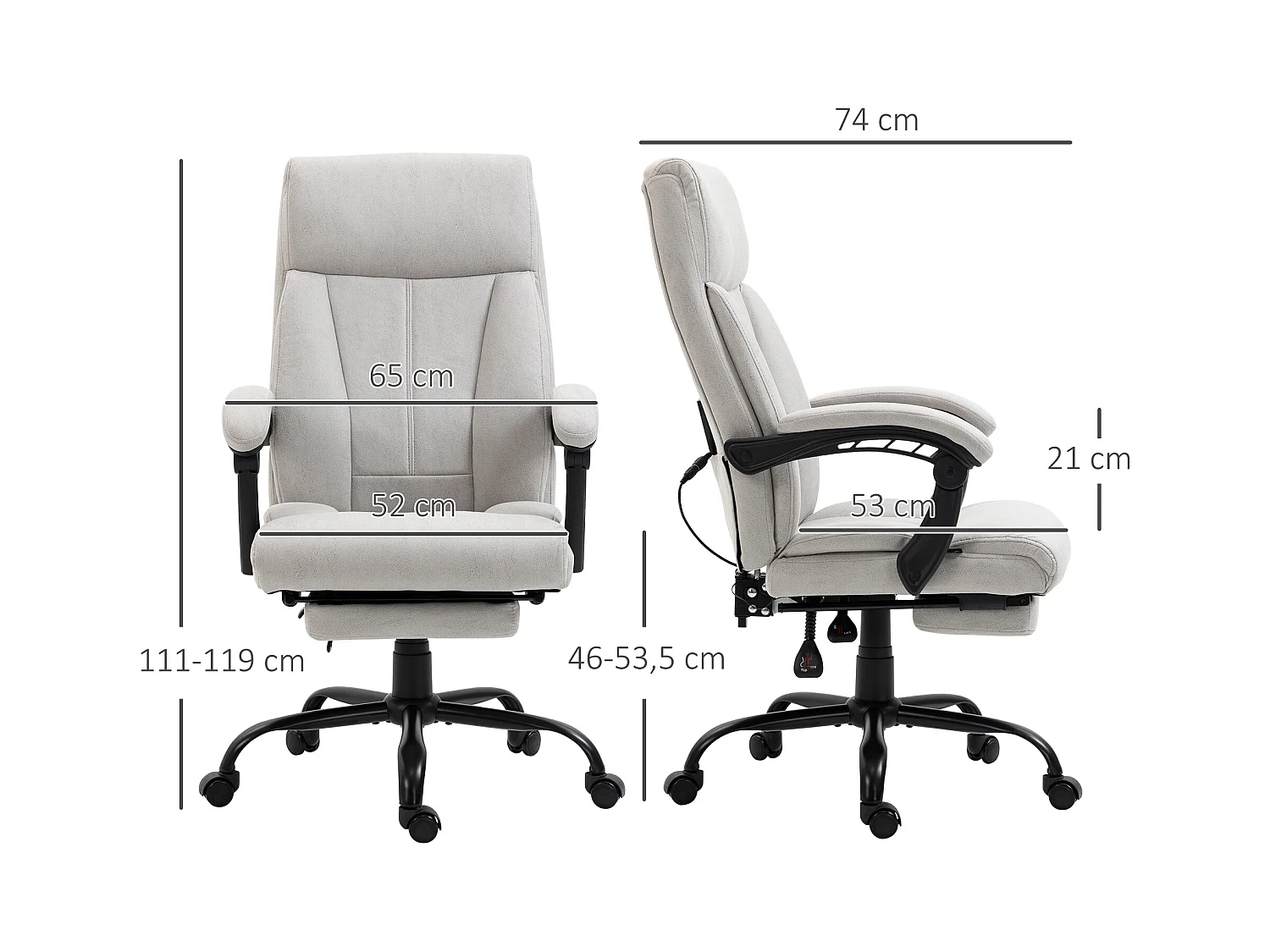 Chaise de bureau ergonomique avec massage et repose-pieds ajustable, confortable et gris, parfaite pour  bureau ou à domicile
