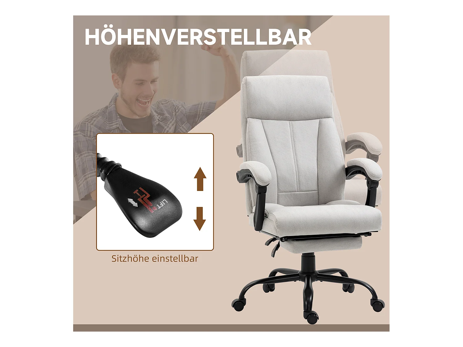 Chaise de bureau ergonomique avec massage et repose-pieds ajustable, confortable et gris, parfaite pour  bureau ou à domicile