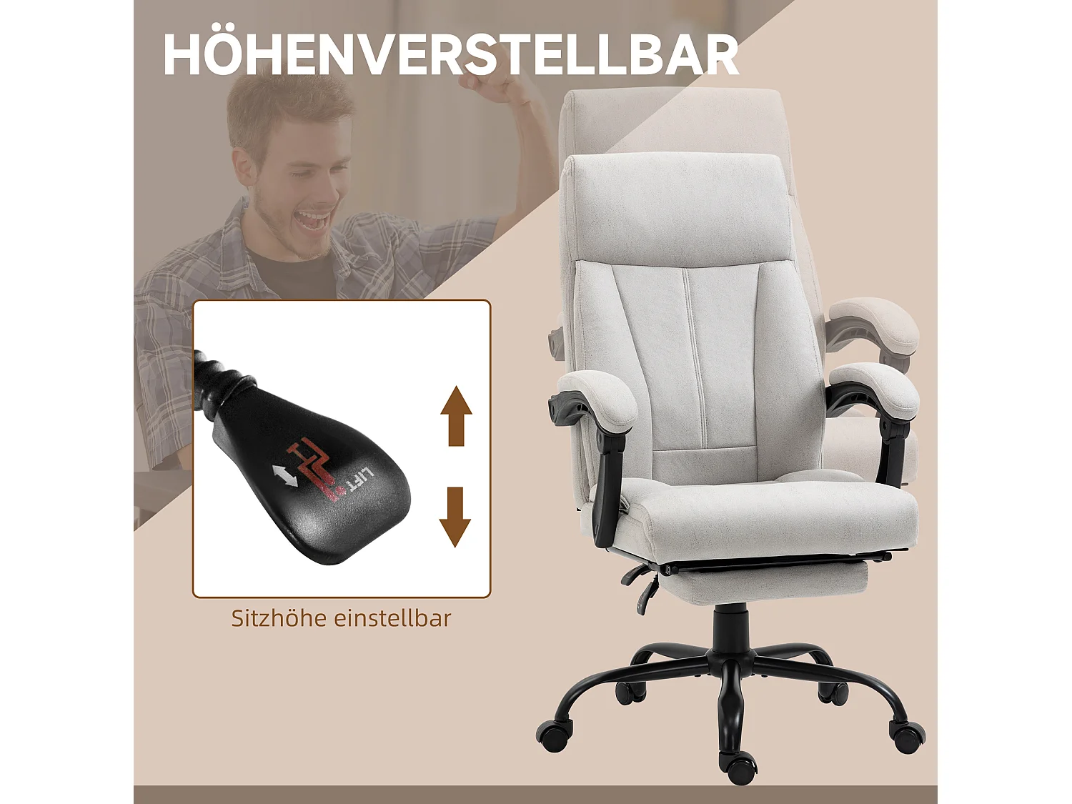 Chaise de bureau ergonomique avec massage et repose-pieds ajustable, confortable et gris, parfaite pour  bureau ou à domicile