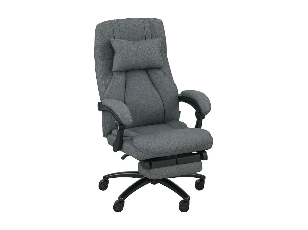 Chaise de bureau avec fonction massage, USB intégré, roulettes pivotantes, siège ergonomique, couleur gris, confortable pour home office