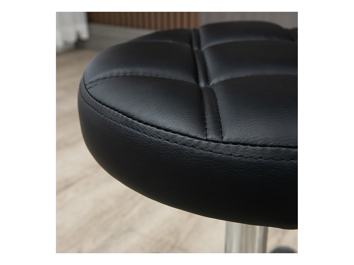 Lot de 2 tabourets pivotants pour salon, réglables en hauteur, avec roulettes, revêtement simili cuir noir,  parfait pour coiffeur ou institut de beauté