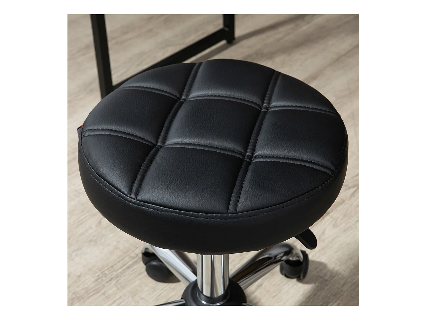 Lot de 2 tabourets pivotants pour salon, réglables en hauteur, avec roulettes, revêtement simili cuir noir,  parfait pour coiffeur ou institut de beauté