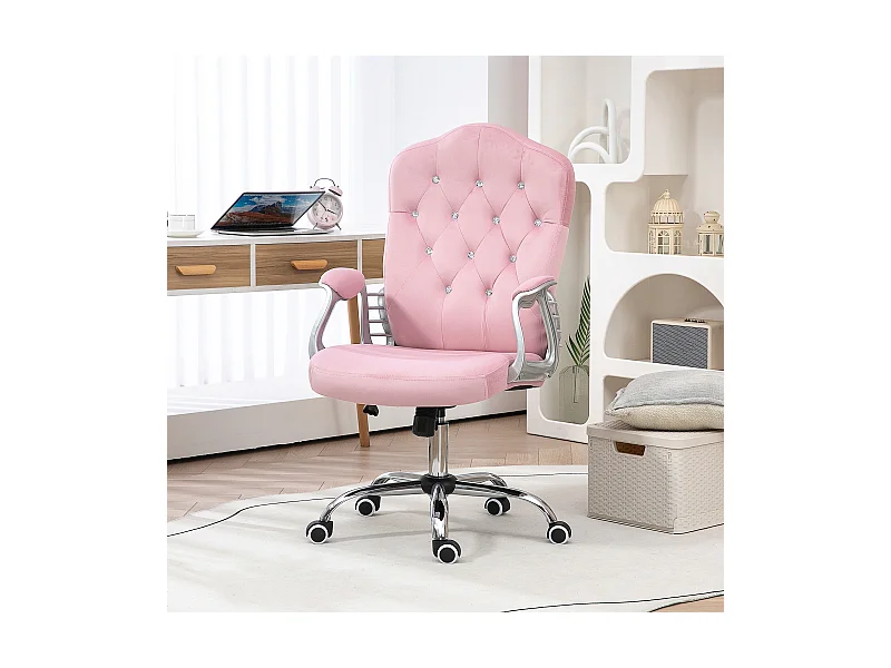 Ergonomische bureaustoel voor dames, met schommelfunctie, in hoogte verstelbaar, draagvermogen 120 kg, kleur roze, voor thuiskantoor