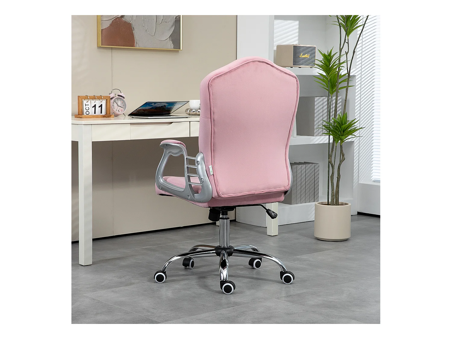 Chaise de bureau ergonomique pour femmes, avec fonction bascule, réglable en hauteur, capacité 120 kg, couleur rose, pour home office