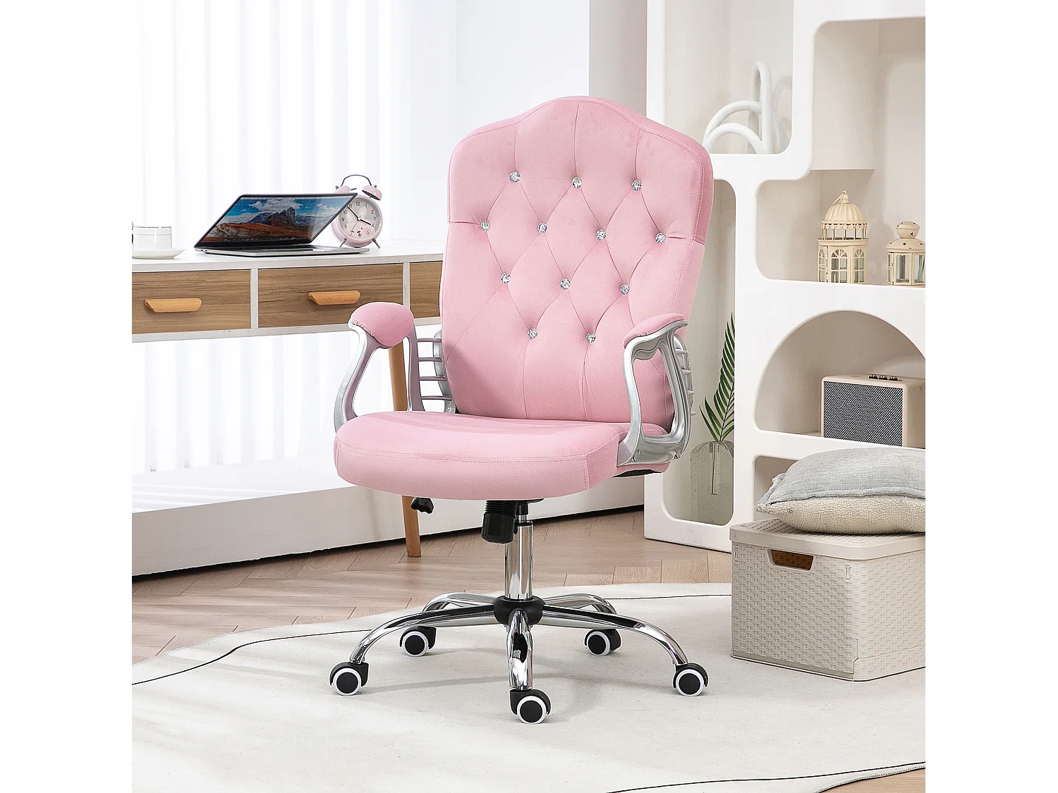 Chaise de bureau ergonomique pour femmes, avec fonction bascule, réglable en hauteur, capacité 120 kg, couleur rose, pour home office