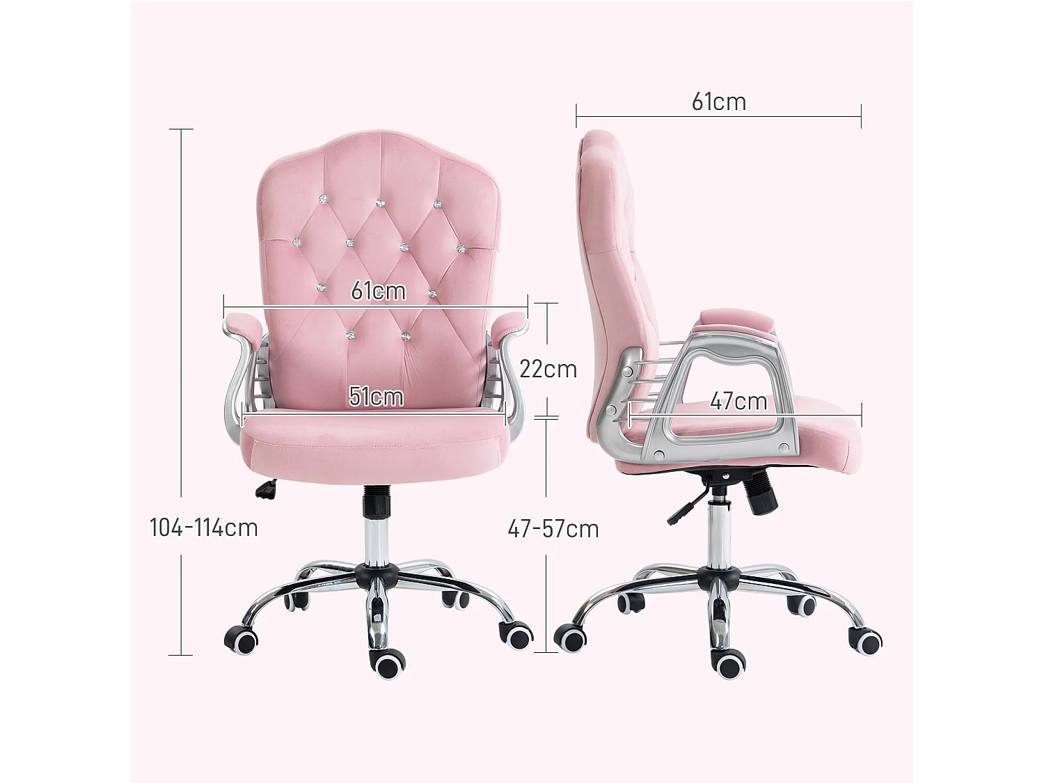 Chaise de bureau ergonomique pour femmes, avec fonction bascule, réglable en hauteur, capacité 120 kg, couleur rose, pour home office