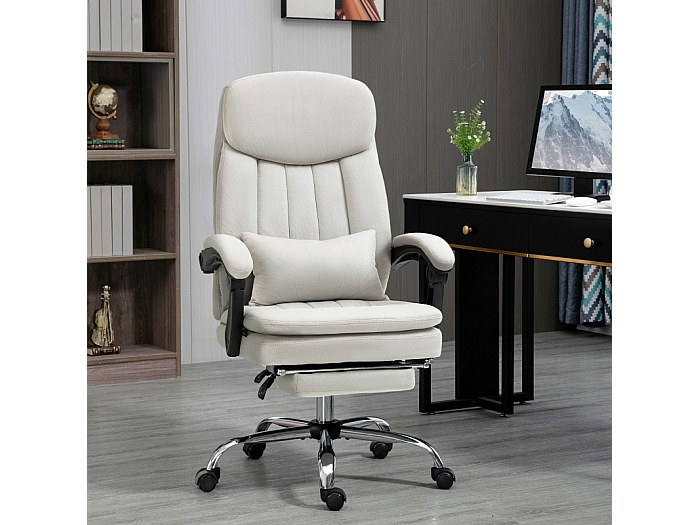 Vinsetto ergonomische bureaustoel, met massage- en verwarmingsfunctie, hoogte verstelbare, tot 120 kg, 68x72x110-120 cm, wit