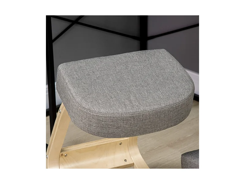 Chaise ergonomique à genoux, tabouret rembourré pour posture saine, bois de bouleau, supporte jusqu'à 120 kg, confortable, gris