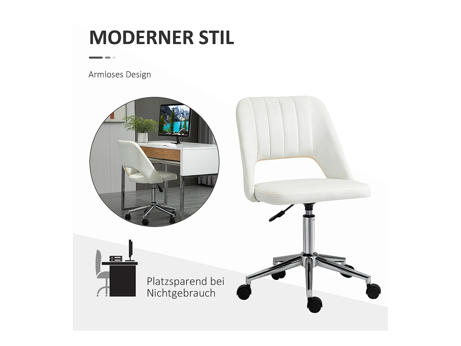 Fauteuil pivotant beige, réglable en hauteur, ergonomique et moderne, compact, idéal pour bureau ou salon, confort optimal et design élégant