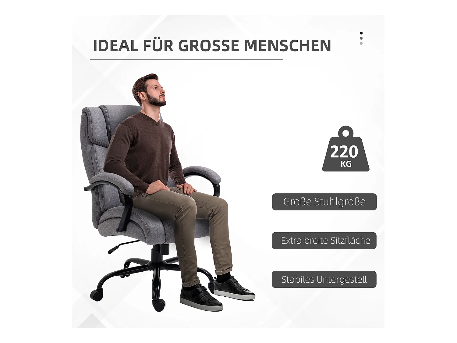 Fauteuil de bureau ergonomique avec fonction basculante, assise épaisse et rembourrée, supporte jusqu'à 220 kg, idéal pour le travail ou le gaming