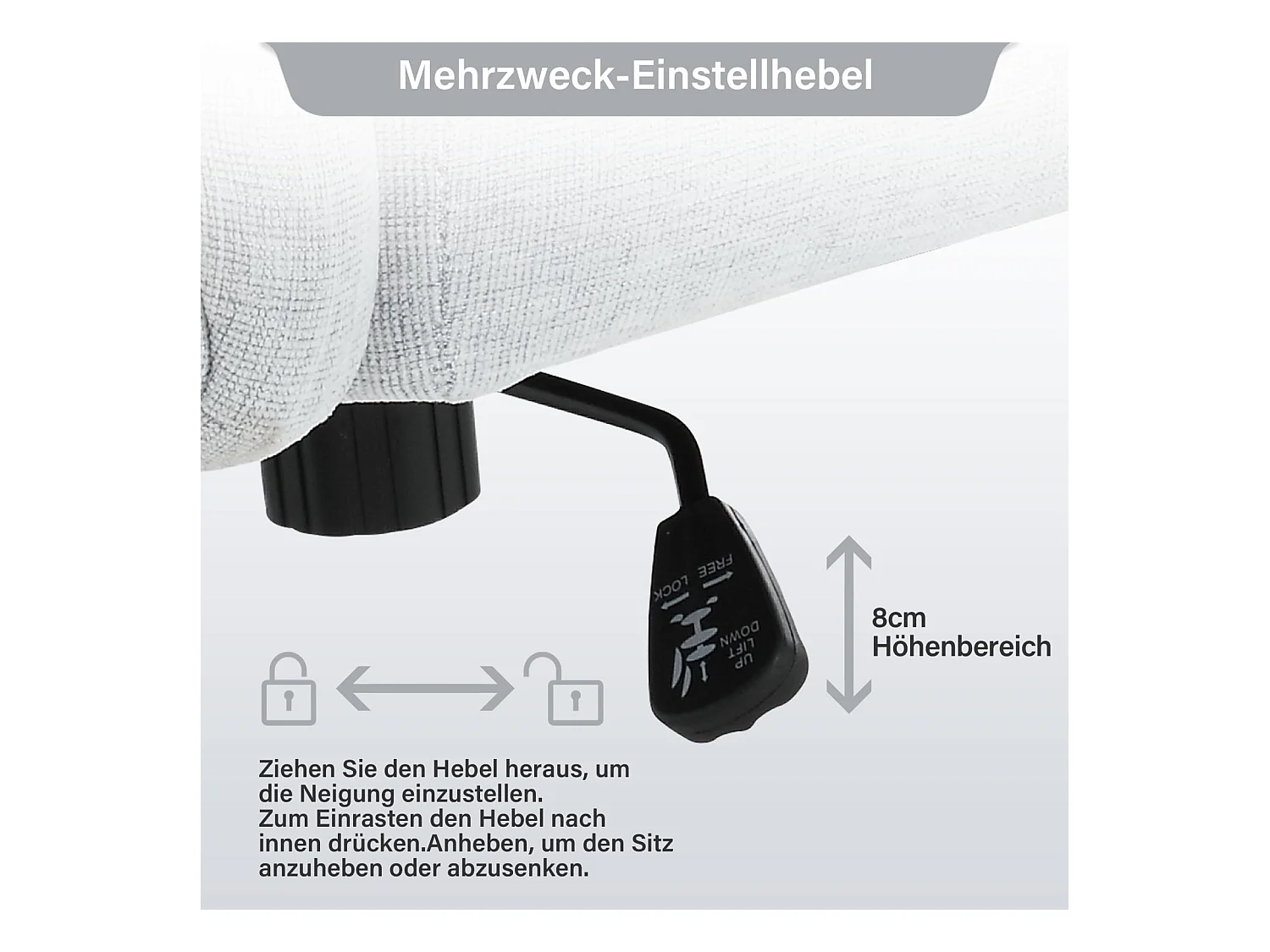 Chaise de bureau pivotante sans accoudoirs en lin avec coussin lombaire, siège avec roulettes pour chambre ou bureau, capacité 160 kg