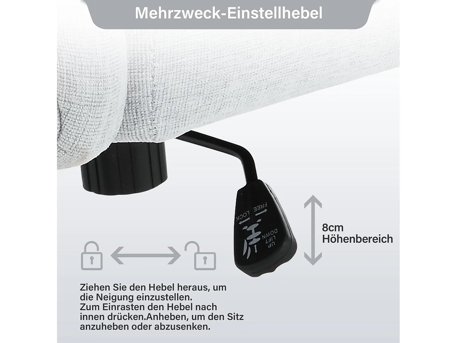 Chaise de bureau pivotante sans accoudoirs en lin avec coussin lombaire, siège avec roulettes pour chambre ou bureau, capacité 160 kg