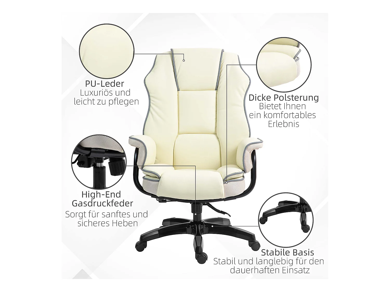 Fauteuil de bureau ergonomique avec dossier inclinable, hauteur réglable, couleur , confortable pour espace de travail