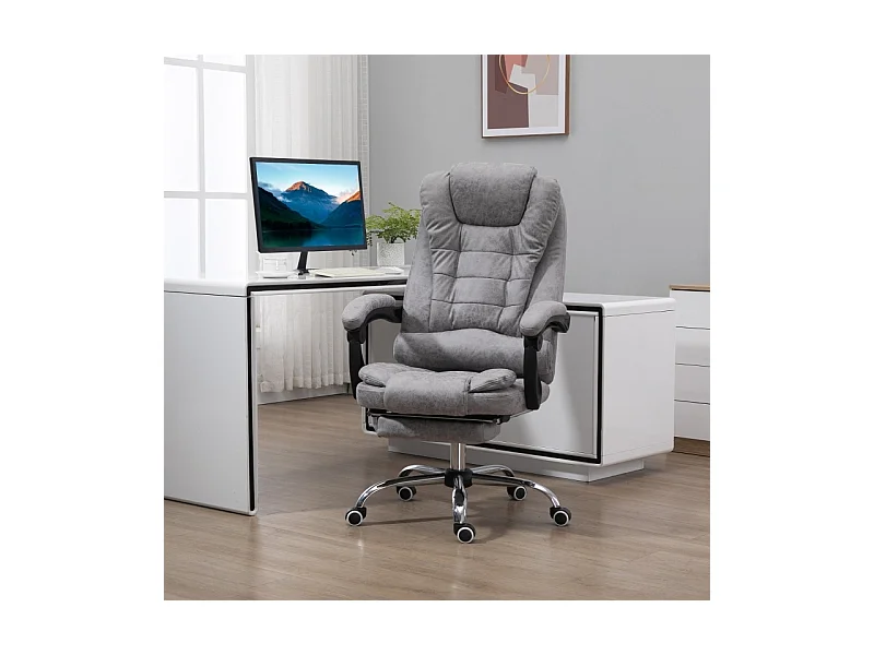 Chaise de bureau ergonomique avec massage et chauffage, télécommande incluse,  gris, pratique pour home office
