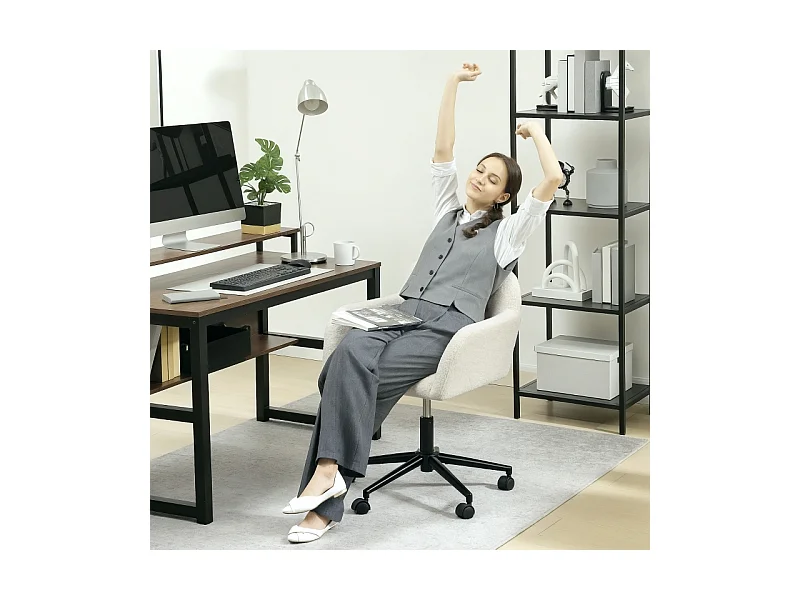 Chaise de bureau pivotante avec roulettes, revêtement polaire et mousse, réglable en hauteur, pour home office, couleur , confortable et pratique