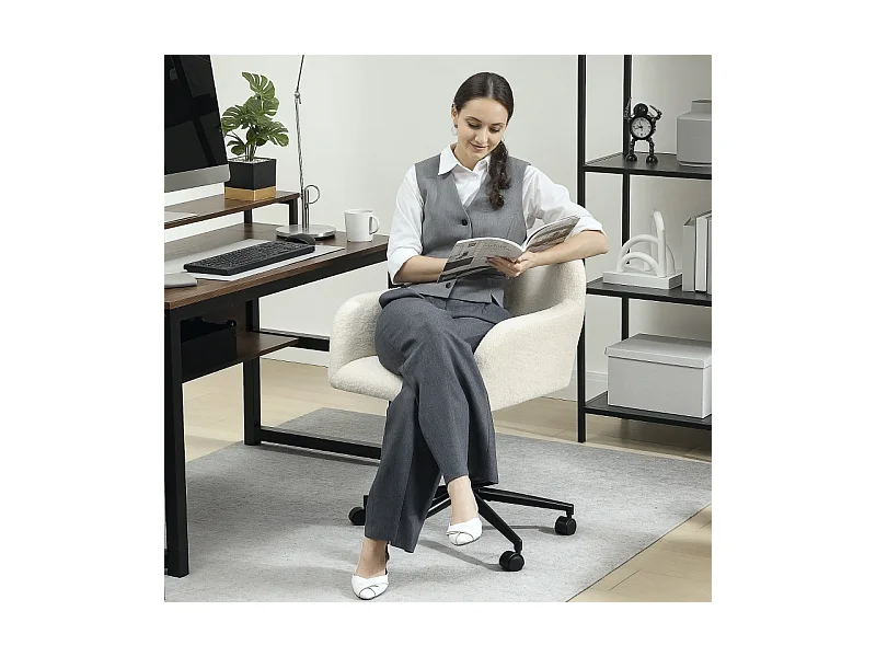 Chaise de bureau pivotante avec roulettes, revêtement polaire et mousse, réglable en hauteur, pour home office, couleur , confortable et pratique