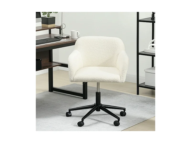 Draaibare bureaustoel met wielen, fleece- en schuimbekleding, in hoogte verstelbaar, voor thuiskantoor, kleur, comfortabel en praktisch