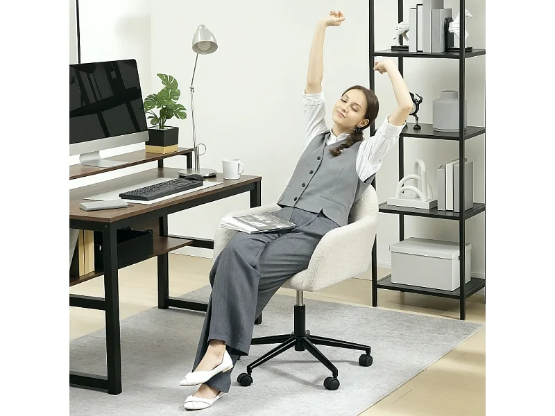 Chaise de bureau pivotante avec roulettes, revêtement polaire et mousse, réglable en hauteur, pour home office, couleur , confortable et pratique