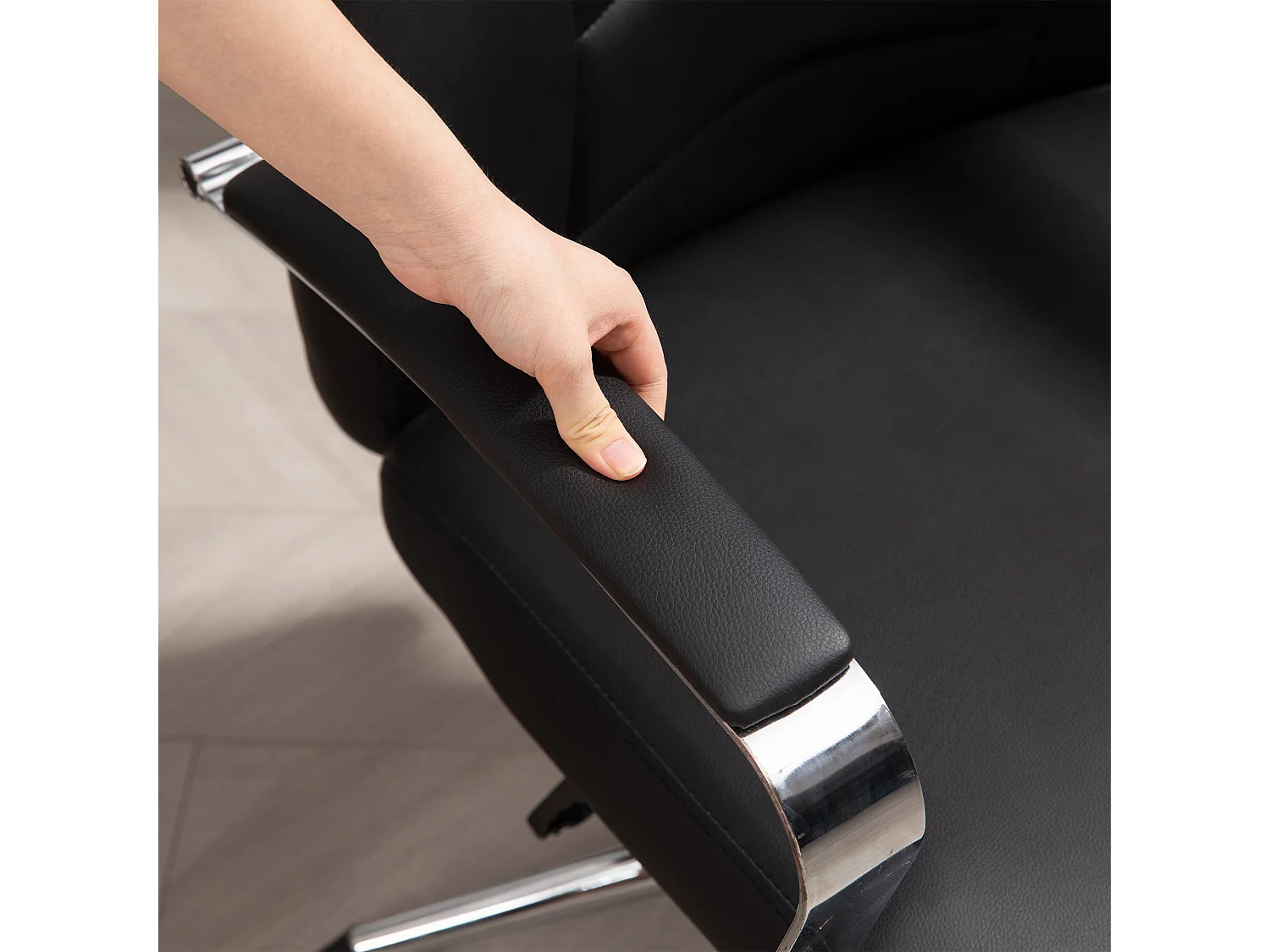 Fauteuil de bureau avec fonction bascule, siège rembourré, réglable en hauteur, pivotant avec inclinaison, jusqu'à 120 kg, pour bureau, noir