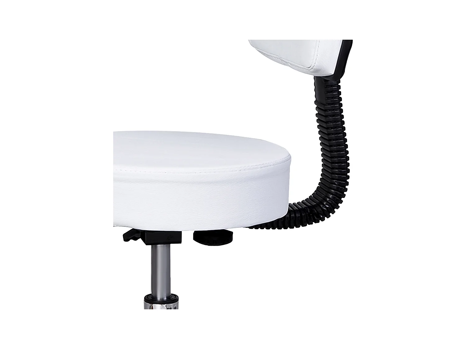 Tabouret de travail pivotant avec dossier et roulettes, réglable en hauteur, pour bureau, siège pratique et confortable, couleur blanc