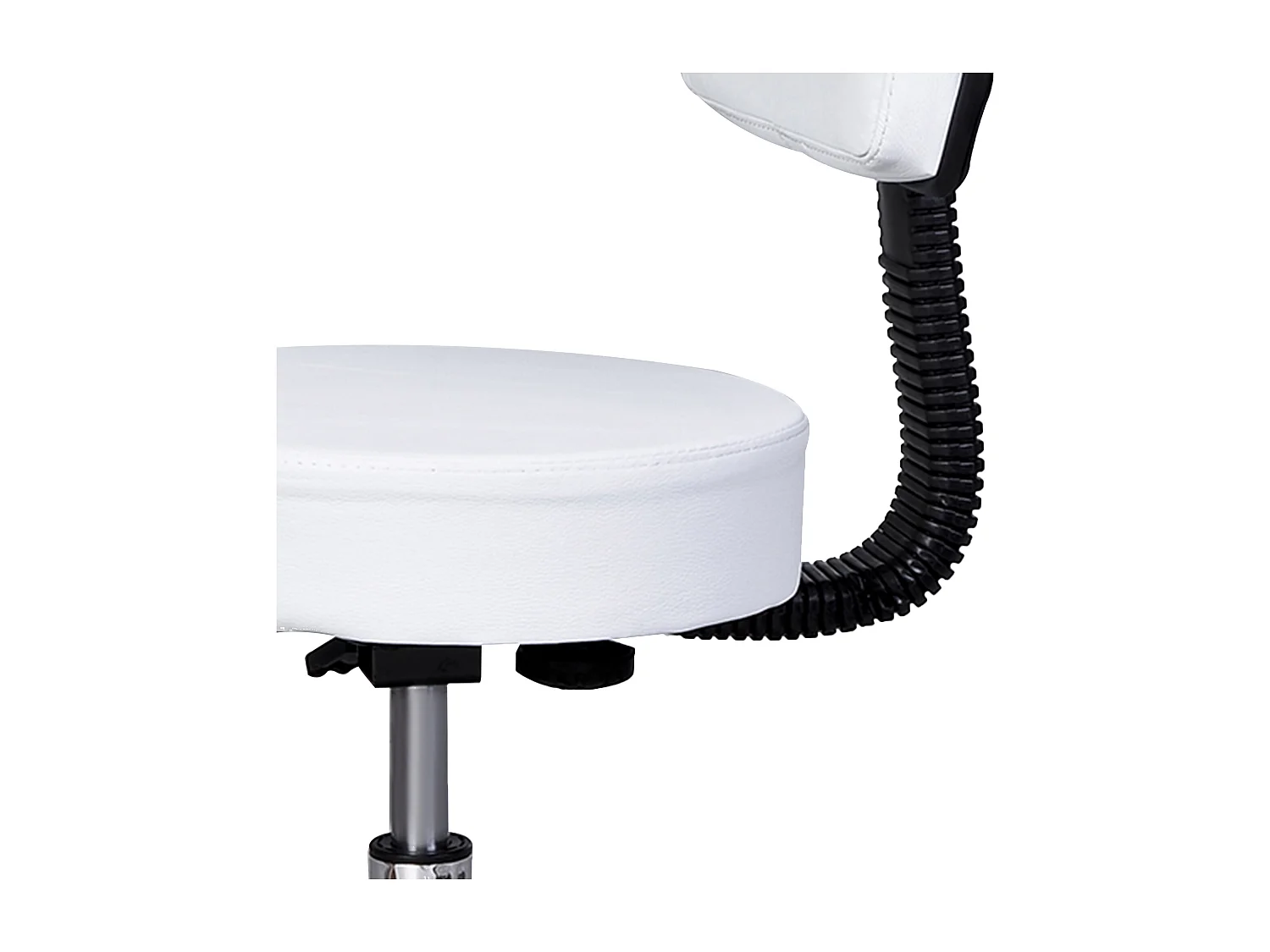 Tabouret de travail pivotant avec dossier et roulettes, réglable en hauteur, pour bureau, siège pratique et confortable, couleur blanc