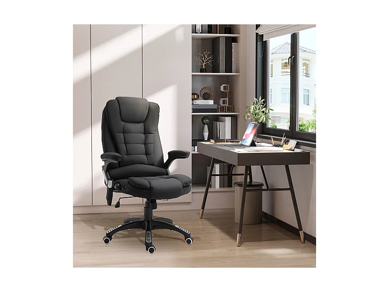 Sedia da ufficio in stile gaming con funzione massaggio, altezza regolabile, nera, comfort ottimale per ufficio o home office