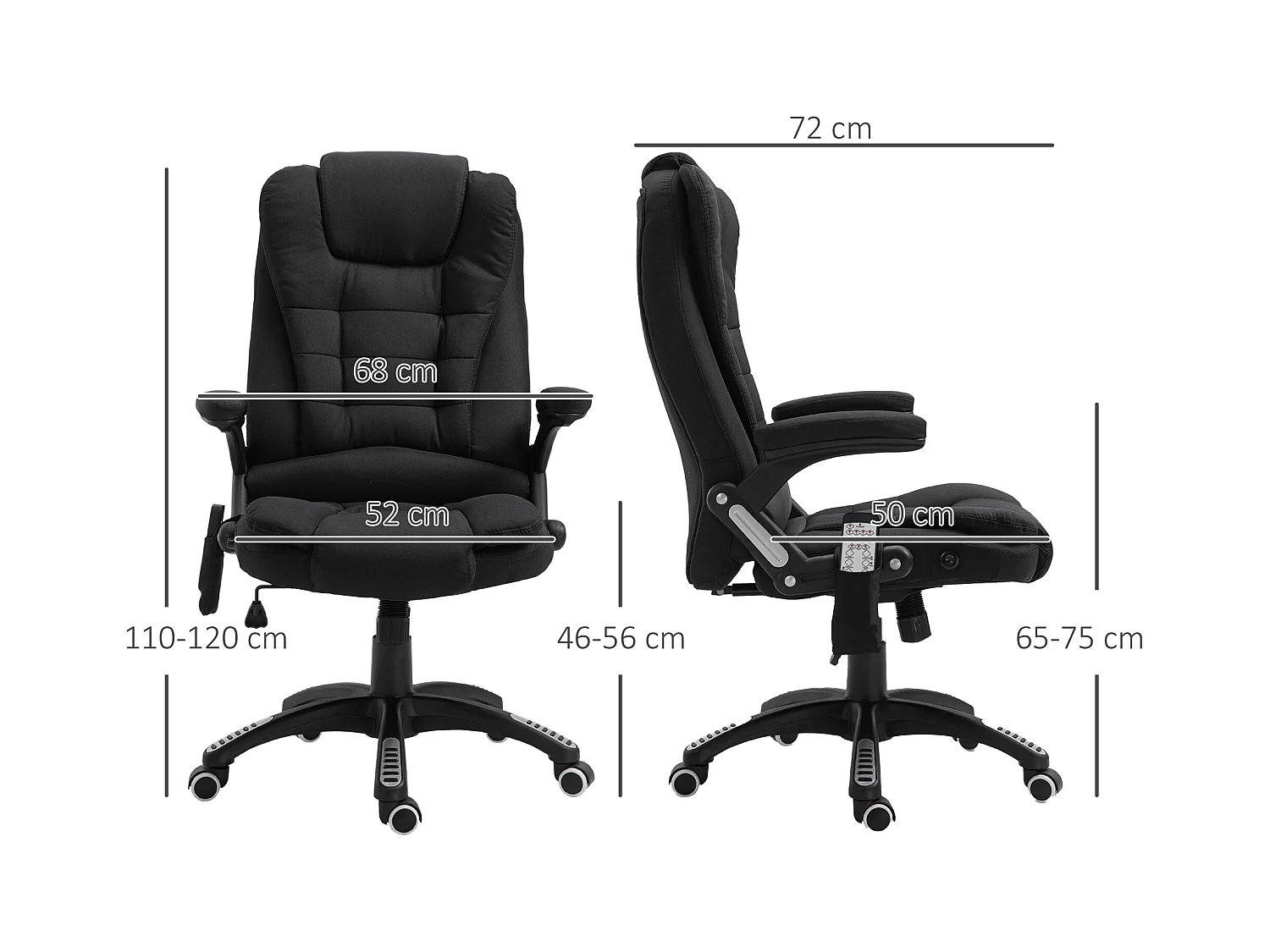 Fauteuil de bureau type gaming avec fonction massage, réglable en hauteur, noir,  confort optimal pour bureau ou home office