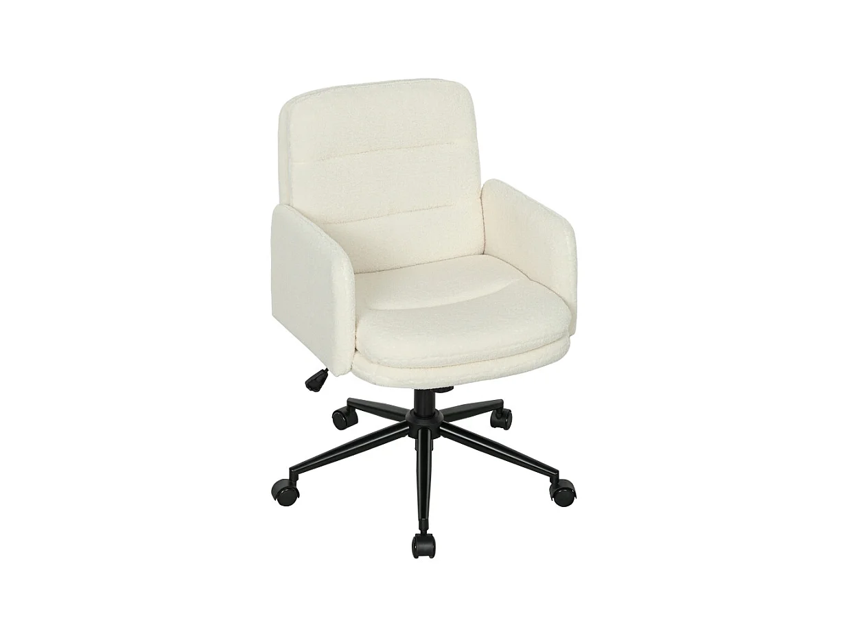 Chaise de bureau à roulettes, pivotante à 360°, avec accoudoirs, tissu respirant, 5 roues solides, design élégant, couleur blanc , confortable et pratique