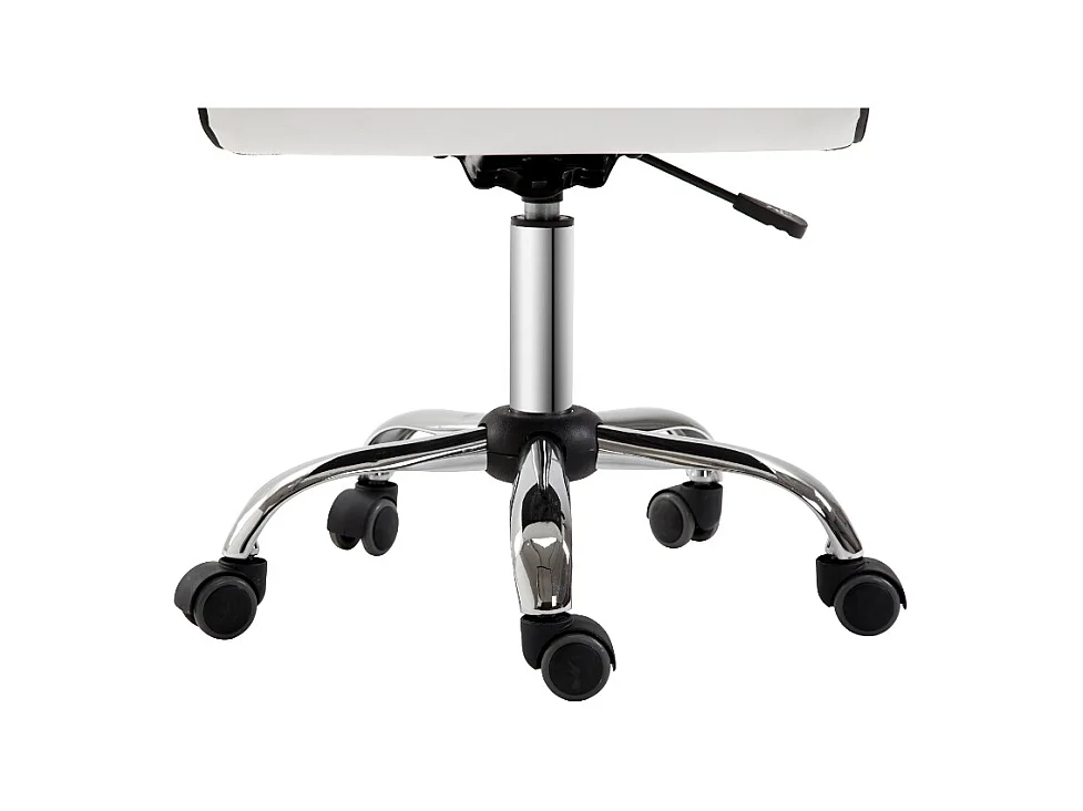 Chaise de bureau ergonomique, pivotante et réglable en hauteur, revêtement cuir synthétique blanc, idéale pour bureau ou salle de travail