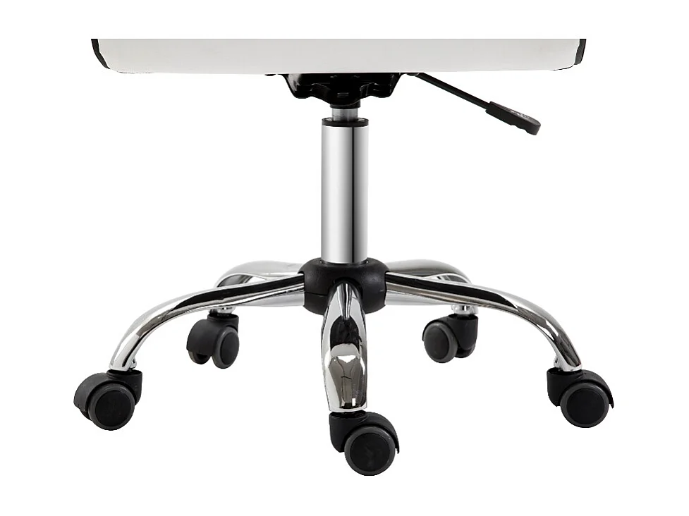 Chaise de bureau ergonomique, pivotante et réglable en hauteur, revêtement cuir synthétique blanc, idéale pour bureau ou salle de travail