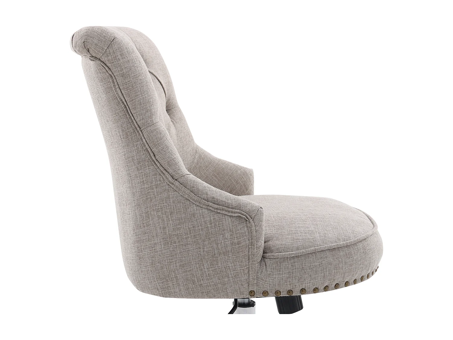 Poltrona giratória, ergonômica e acolchoada, regulável em altura, design retrô, linho cinza claro, suporta até 150 kg, 54x65,5x84-91 cm