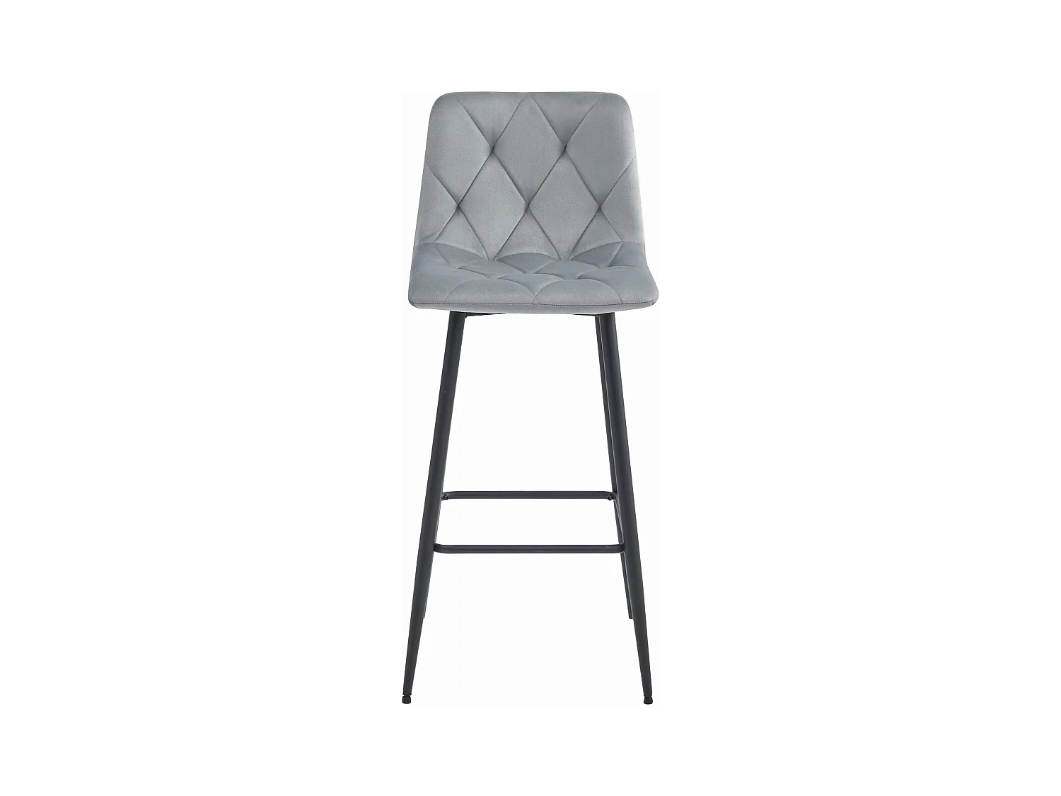 Tabouret de bar Valora KODA en velours gris argenté avec pieds en acier noir x1