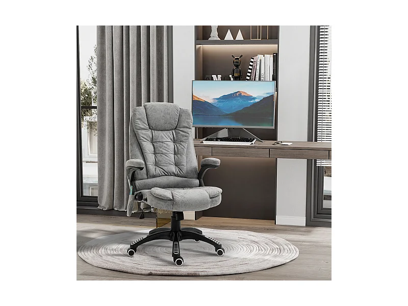 Cadeira de escritório ergonômica com massagem e aquecimento, altura ajustável, 6 pontos de massagem, cinza, 68x72x110-120 cm