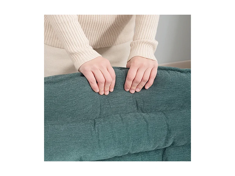 Fauteuil de bureau, large assise, réglable en hauteur, siège tailleur, double couche rembourrée, pivotant, lin vert, pour home office