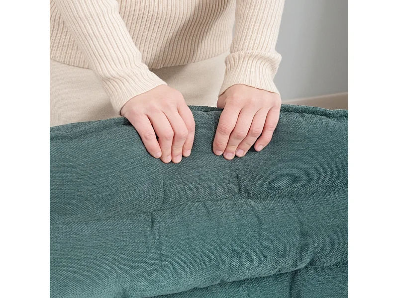 Fauteuil de bureau, large assise, réglable en hauteur, siège tailleur, double couche rembourrée, pivotant, lin vert, pour home office