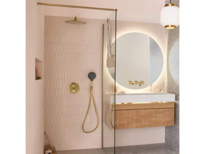 Colonne de douche encastrée thermostatique JACOB DELAFON Metro laiton brossé