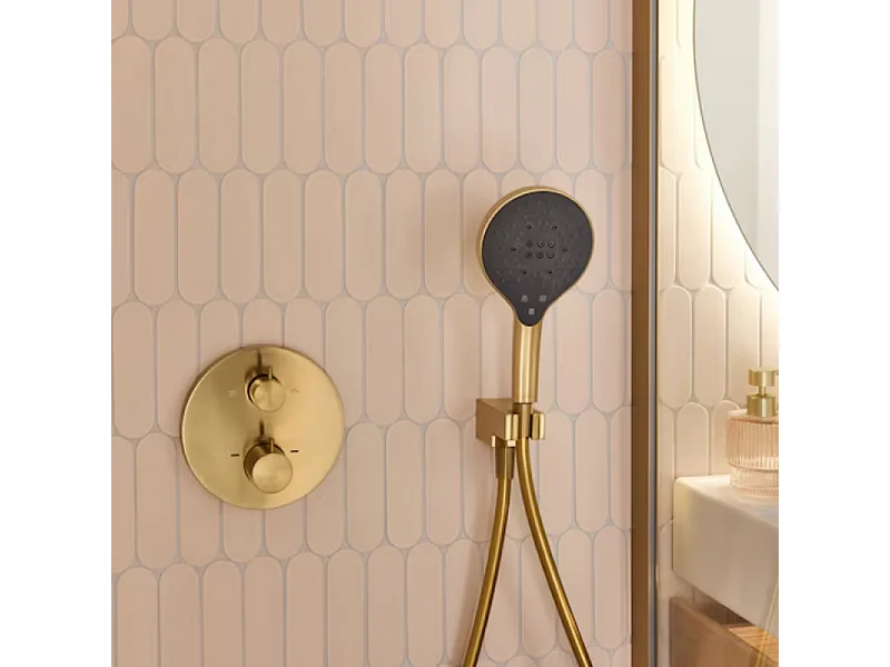 Colonne de douche encastrée thermostatique JACOB DELAFON Metro laiton brossé